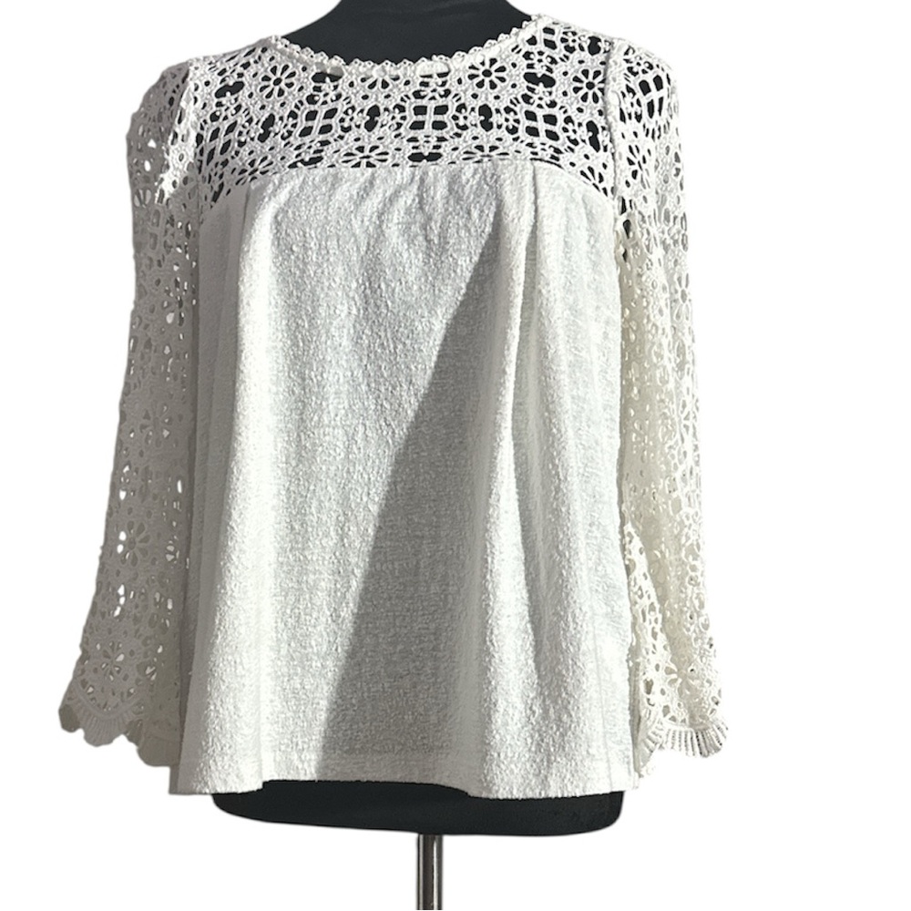 Elegant Lace White Blouse- Size S